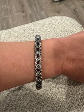 925 Silver Floral Marcasite bangle Bracelet